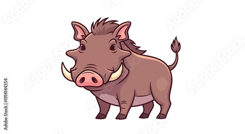 Cute cartoon warthog standing with a friendly expression.