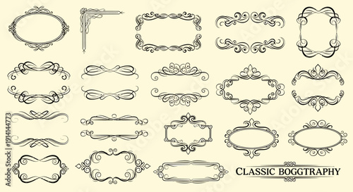 Collection of decorative vintage frames and borders for classic typography design.