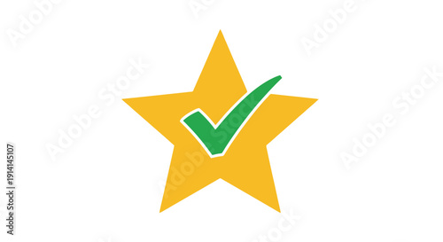 Golden Star with Green Check Mark - Success Symbol