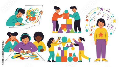 Children Engaged in Creative and Educational Activities.