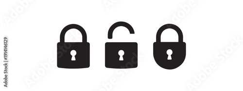 Padlock with key symbol representing security safety and protected access isolated on white background