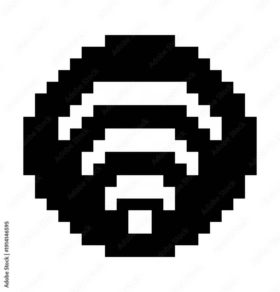 Obraz premium A 16x16 WiFi Icon Pixel Art (Black Background)