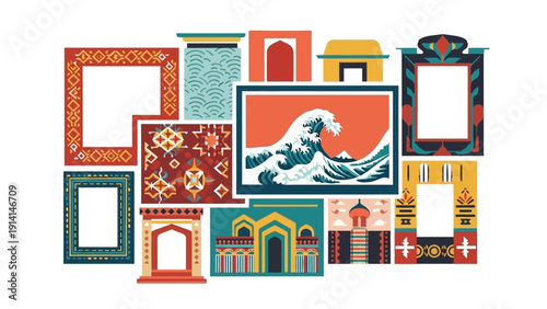 Collection of Decorative Frames and Architectural Elements.