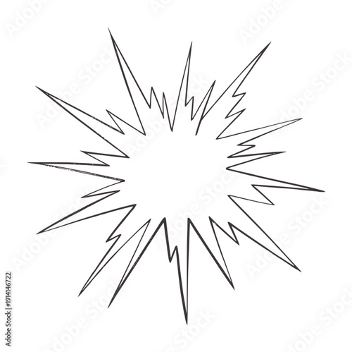 Hand drawn jagged black and explosion with radiating lines handdrawn
