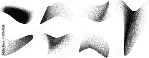 Distorted irregular shapes collection . Noisy design . Noise destroyed logo . Trendy grainy shapes set . Graph print texture .Spray effect .Grunge texture . Distressed element .vector