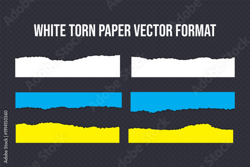 Realistic Torn White Paper Texture with Ripped Edges on Transparent Background