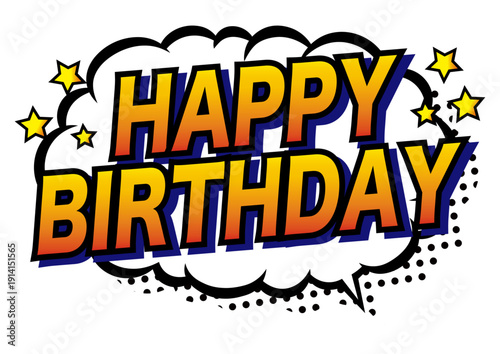 ポップな吹き出しの Happy Birthday 誕生日ロゴ素材