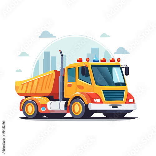 Isolated construction sticker of a dump truck on a clean white background