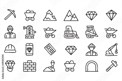 Miner and excavation symbol pack for resource extraction