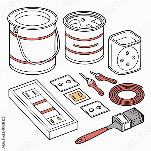Of renovation and tools paint cans buckets electrical outlets
