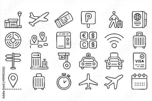 Tourism and trip planning symbol pack for navigation