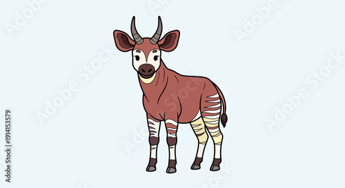 Illustration of an okapi standing on a plain background.