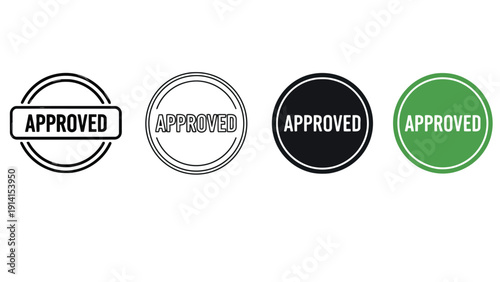 Approved stamp icons in various styles and colors for validation purposes
