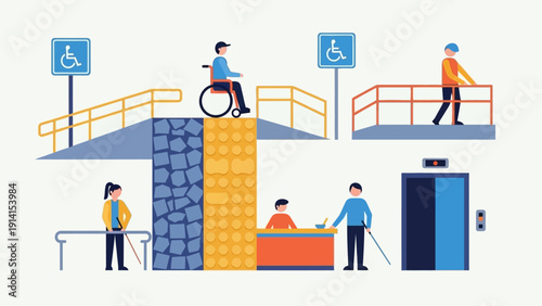 Accessibility for people with disabilities in public spaces.
