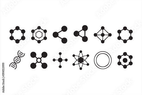 Atomic structure outline graphics for education