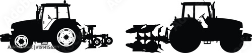 Tractor silhouettes with different attachments