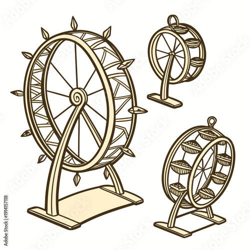 Gold ferris wheel carnival amusement park ride