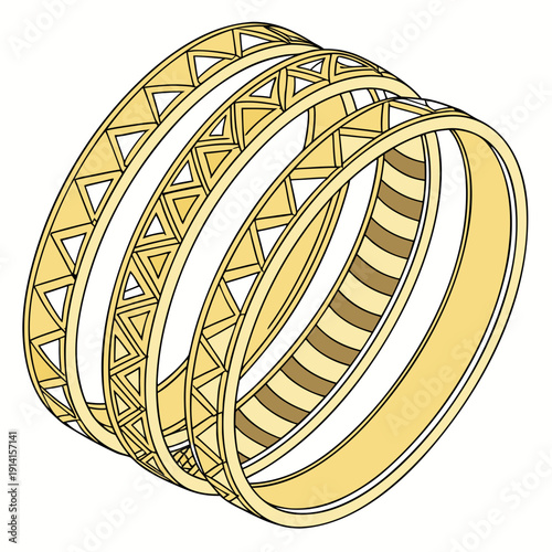 Gold bangles with geometric patterns jewelry triangles