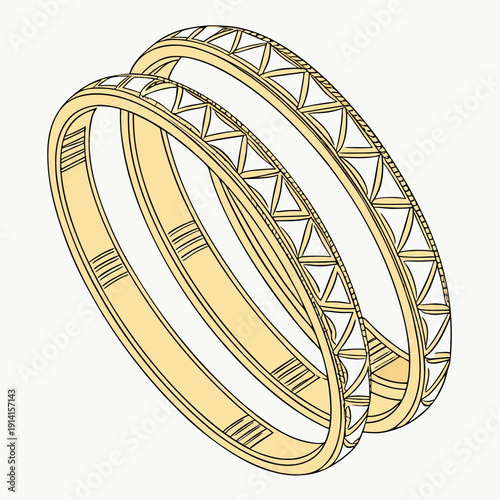 Gold bangles with geometric patterns jewelry yellow gold