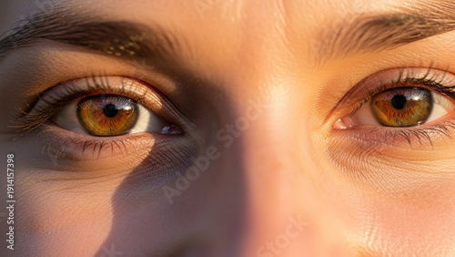 Close-up of Beautiful Brown Eyes - Captivating Gaze and Detailed Features.