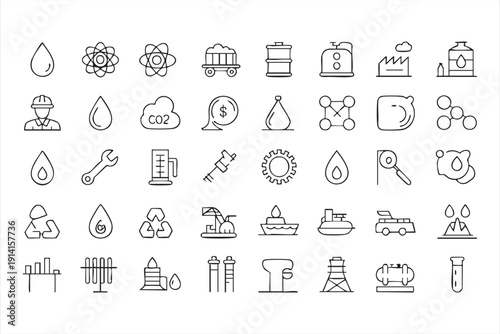 Power generation and environmental thin line vector set for modern design