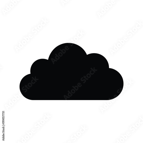 Simple black silhouette of a fluffy cloud against a white background