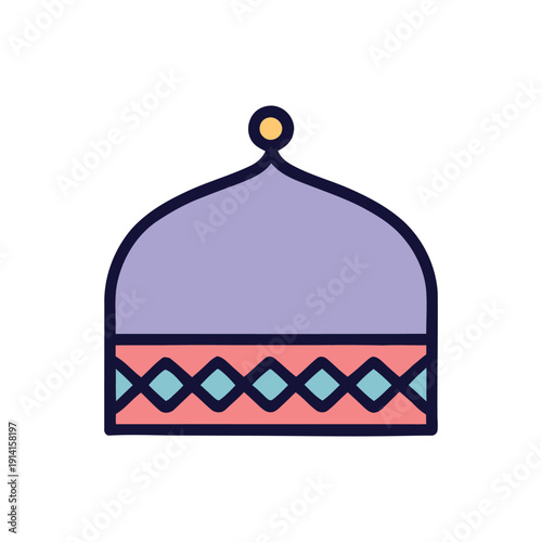 Traditional islamic architectural dome with decorative band and finial