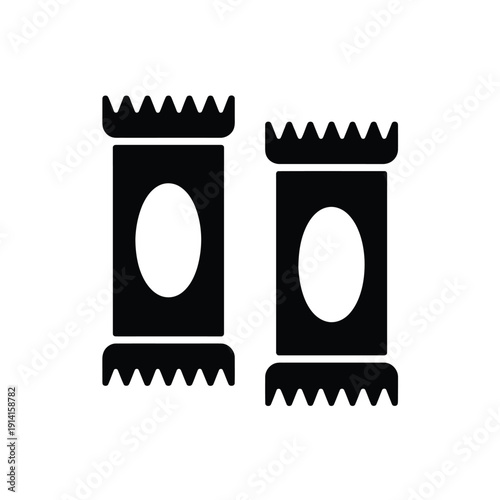 Simple black and white illustration of two chocolate bar shapes
