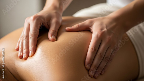 Close-up of a person receiving a relaxing back massage for wellness and therapy.