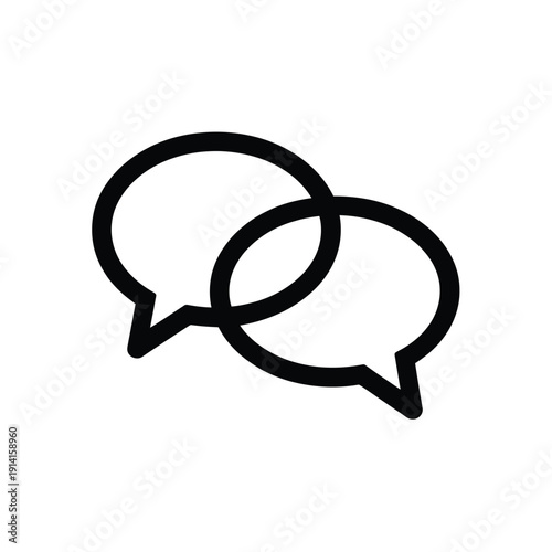 Two overlapping speech bubbles in a simple black and white illustration