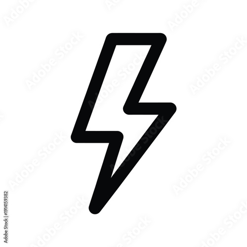 Simple black and white illustration of a stylized lightning bolt symbol