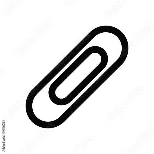 Simple black and white illustration of a standard metal paper clip