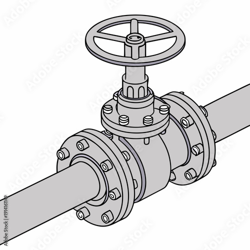 Industrial gas valve on pipe wheel 1