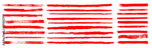 Red grunge line sketch hand drawn simple doodle style. Minimalist brush pastel chalk crayon underline highlight. Vector pen scribble collection.