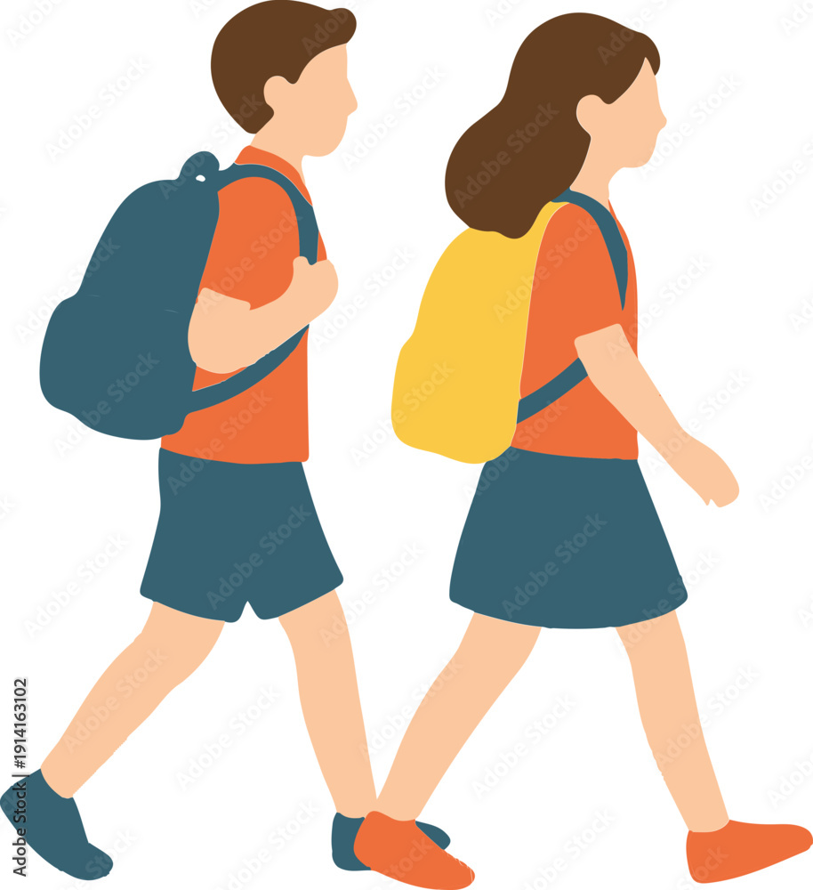 Fototapeta premium wallking boy and girl