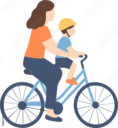 mom and son on bike