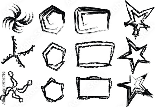 Collection of abstract shapes and star designs