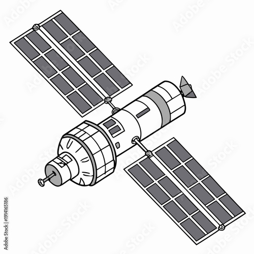 Space station with solar panels spacecraft satellite