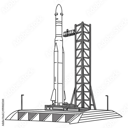 Rocket on launchpad with tower space 2