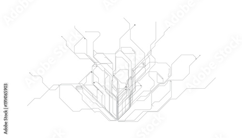 Vectors White Abstract geometric dots and lines connection circuit concept.