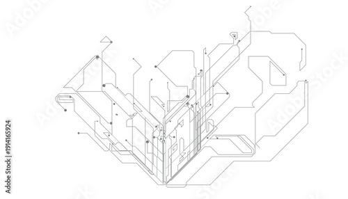 Vectors White Abstract geometric dots and lines connection circuit concept.