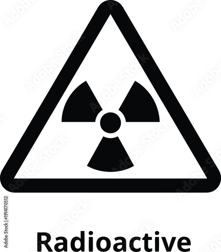 A radioactive symbol on a white background with a warning sign