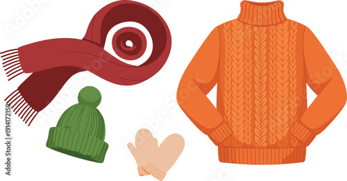 Cozy Winter Clothing Set with Scarf Hat Mittens and Sweater fashion warm