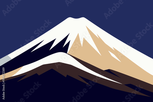 Mount fuji snow capped peak illustration