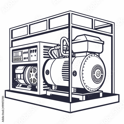 Diesel generator in a cage industrial machine engine