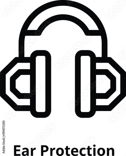 Ear protection headphones vector illustration, flat design safety symbol