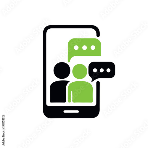 Mobile Chat Communication Icon – Online Messaging and Virtual Consultation Vector Illustration