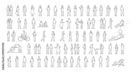 A black and white image of many small illustrations