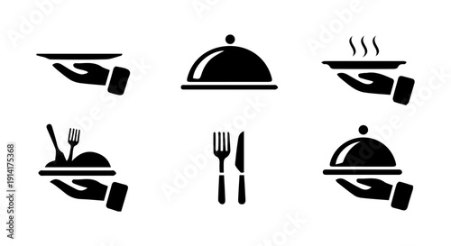 Restaurant Food Serving Icon Set