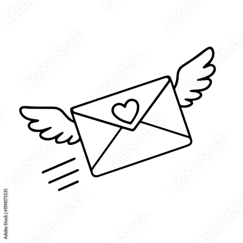 The envelope is flying line icon vector on a white background
Vector line icon on a white background